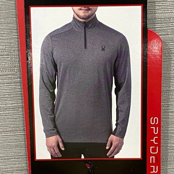 SPYDER 1/4 Zip Pullover Shirt Mens Medium Grey Base Layer Quick Dry - Picture 2 of 13